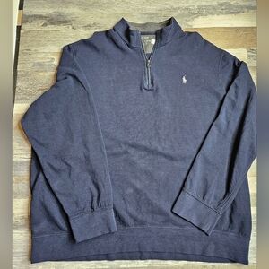 Polo Ralph Lauren Men's XXL Navy Blue Quarter Zip Pullover Long Sleeve Shirt